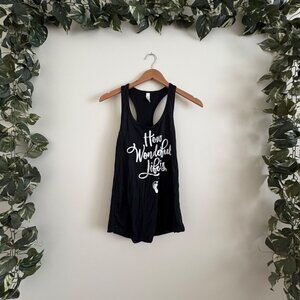 Ideal T by Next Level Maternity Graphic Racerback Tank Top Black Women’s Sz S